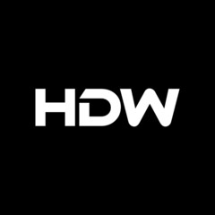 HDW letter logo design with black background in illustrator, vector logo modern alphabet font overlap style. calligraphy designs for logo, Poster, Invitation, etc.