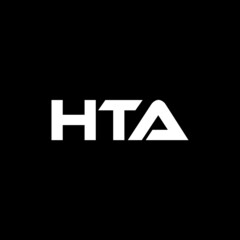 HTA letter logo design with black background in illustrator, vector logo modern alphabet font overlap style. calligraphy designs for logo, Poster, Invitation, etc.