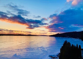 sunset over the lake