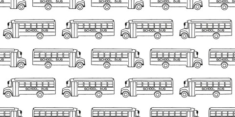 Seamless pattern with school busses, back to school pattern