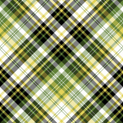 Seamless pattern in white, black, yellow and green colors for plaid, fabric, textile, clothes, tablecloth and other things. Vector image. 2