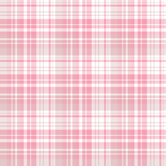 Seamless pattern in white and cute pink colors for plaid, fabric, textile, clothes, tablecloth and other things. Vector image.