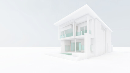 3D Rendering Of Modern white House Illustration