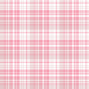 Seamless pattern in white and cute pink colors for plaid, fabric, textile, clothes, tablecloth and other things. Vector image.