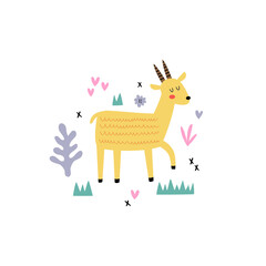 vector illustration of a cute yellow gazelle