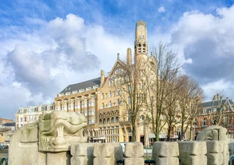 Foto op Canvas Cityscape building (1900) at the Leidse plein  in Amsterdam  , Noord-Holland province, The Netehrlands © Holland-PhotostockNL