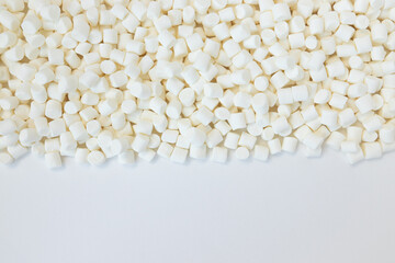 frame of white mini marshmallows, top view