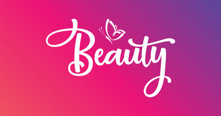 Smooth and bold handwritten English word Beauty title design using dual size stroke lines