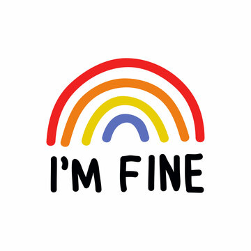 Rainbow Im Fine Doodle Icon, Vector Color Line Illustration