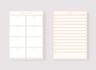 Modern planner template set. Set of planner and to do list. Monthly, weekly, daily planner template. Vector illustration.