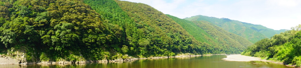 Fototapeta na wymiar Shimanto River Valley in Kochi, Shikoku, Japan, Panoramic view - 日本 四国 高知 四万十川 パノラマ
