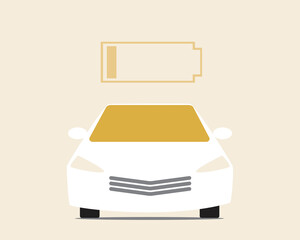 Electric passenger car, renewable energy, Flat vector stock illustration with Eco-friendly transport, Electricity for moving and transportation