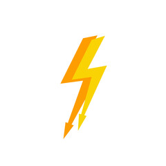 Lightning flash, flat icon. Isolated on white background vector illustration.