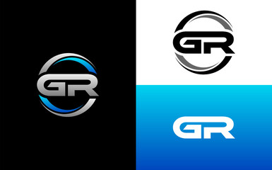 GR Letter Initial Logo Design Template Vector Illustration - obrazy, fototapety, plakaty