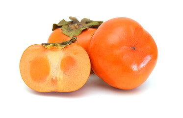 Slice persimmon  isolated on white background