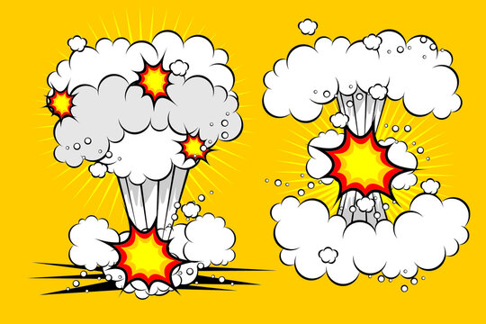Collection of Cartoon, Comic Speech Bubbles, comic cloud explosion background illustration