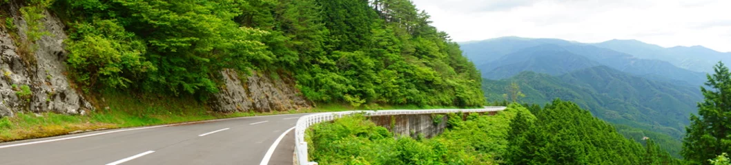 Foto op Canvas Countryside Curve Mountain Road to Shikoku Karst Natural Park, Tengu Highland - 日本 高知県 四国カルスト 天狗高原 カーブ 道路 © Eric Akashi