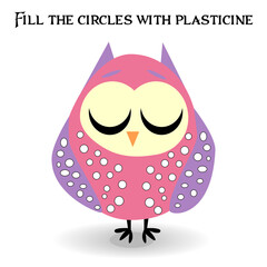 Educational paper game for preschoolers development. Cut out parts of image and glue on paper or fill in the white spots with plasticine