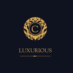 Round Luxury Logo Template in vector for Restaurant, Royalty, Boutique, Cafe, Hotel, Heraldry, Jewelry, Fashion and other vector illustrations