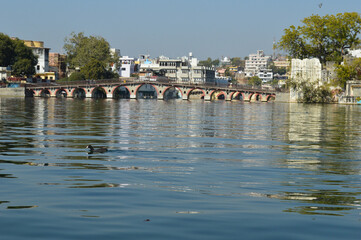Fototapeta premium India luxury tourism concept background Udaipur City at Lake Pichola, Udaipur, Rajasthan, India