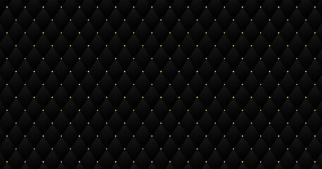 Abstract black geometric rhombus shape with luxury golden dots elements pattern. Elegant vintage geometry pattern design. You can use for cover template, poster, flyer, print ad. Vector illustration