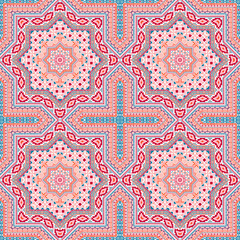 Retro italian maiolica tile seamless ornament. Geometric texture vector swatch. Bedcover print design. Classic italian mayolica tilework eternal pattern. Interior decor template.