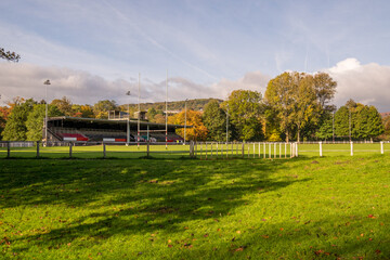  Pontypool Park home of the famous rugby Union football club view from the pitch level