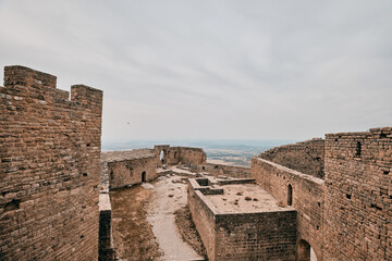 Loarre Castle in Huesca, view of the parade ground from the tower of the tribute.