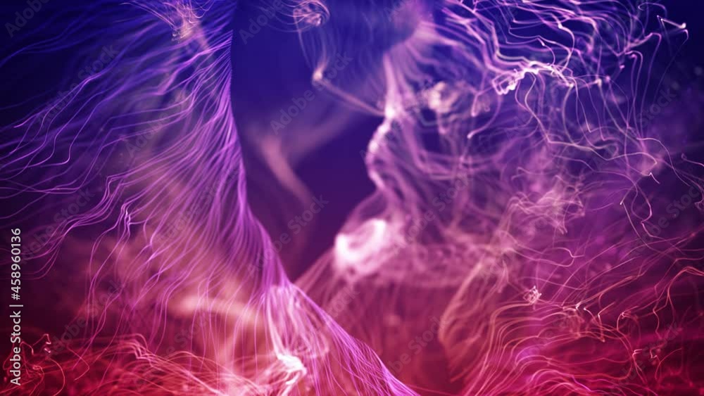 Poster abstract fluid particles graphic background loop/ 4k animation of an abstract slow motion fluid part