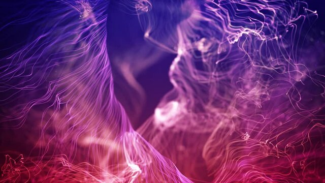 Abstract Fluid Particles Graphic Background Loop/ 4k animation of an abstract slow motion fluid particles background graphic design with light flare seamless looping