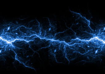 Blue fractal lightning background, electrical abstract - 458960324