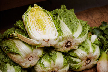 cut raw cabbage cross section