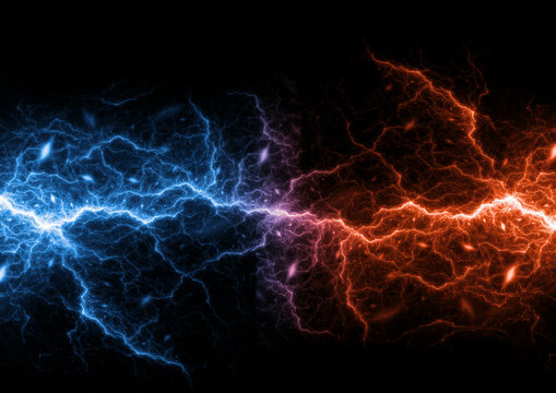 Fire and ice lightning background, power electrical abstract