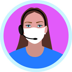 Ragazza call center telefono assistenza clienti mascherina