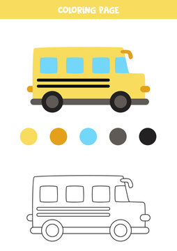 Color cartoon school bus. Worksheet for kids.