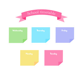 Cartoon back to school timetable template.
