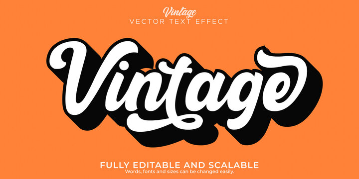 Retro, vintage text effect, editable 70s and 80s text style.