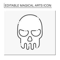  Skull symbol line icon. Death. Mystic instrument with big energy. Magical arts concept. Isolated vector illustration. Editable stroke