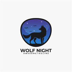 Obraz premium Wolf colorful logo design template