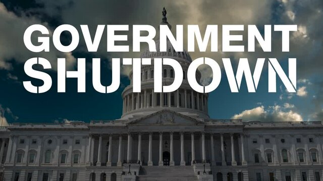 US Government Shutdown Animated Words,Text Design Animation