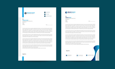 Modern blue color business letterhead template