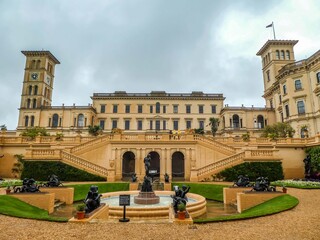 Osborne House the beautiful gardens and palatial holiday home in Cowes on the Isle of Wight Hampshire England built for Queen Victoria and Prince Albert - obrazy, fototapety, plakaty