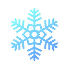 Blue gradient snowflake. Icon logo design. Ice crystal winter symbol. Template for winter design. 