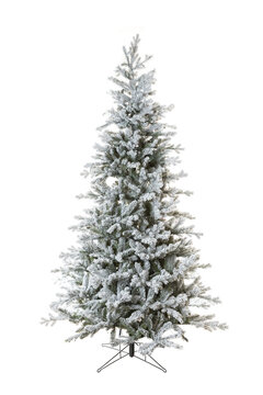 artificial christmas snowy tree isolated on white background