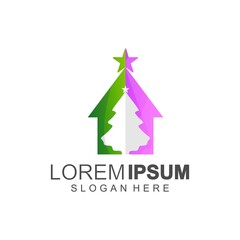 christmas house logo designs color