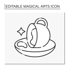  Magic line icon. Coffee grounds prediction. Divination. Magical arts concept. Isolated vector illustration. Editable stroke