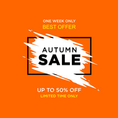 Fototapeta na wymiar Autumn Sale Banner Vector illustration. Orange background SALE