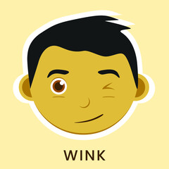 Wink Kid Man Character Face Image Vector