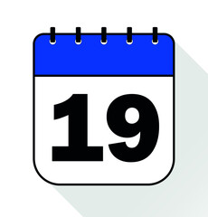 Day 19 blue - Calendar Icon - Vector Illustration