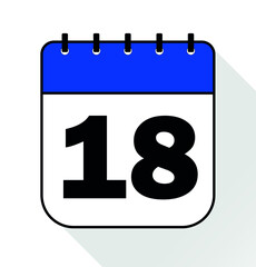 Day 18 blue - Calendar Icon - Vector Illustration